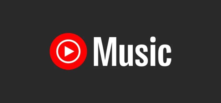 YouTube Music logo with a red play button icon and the word 'Music' inside a black background.