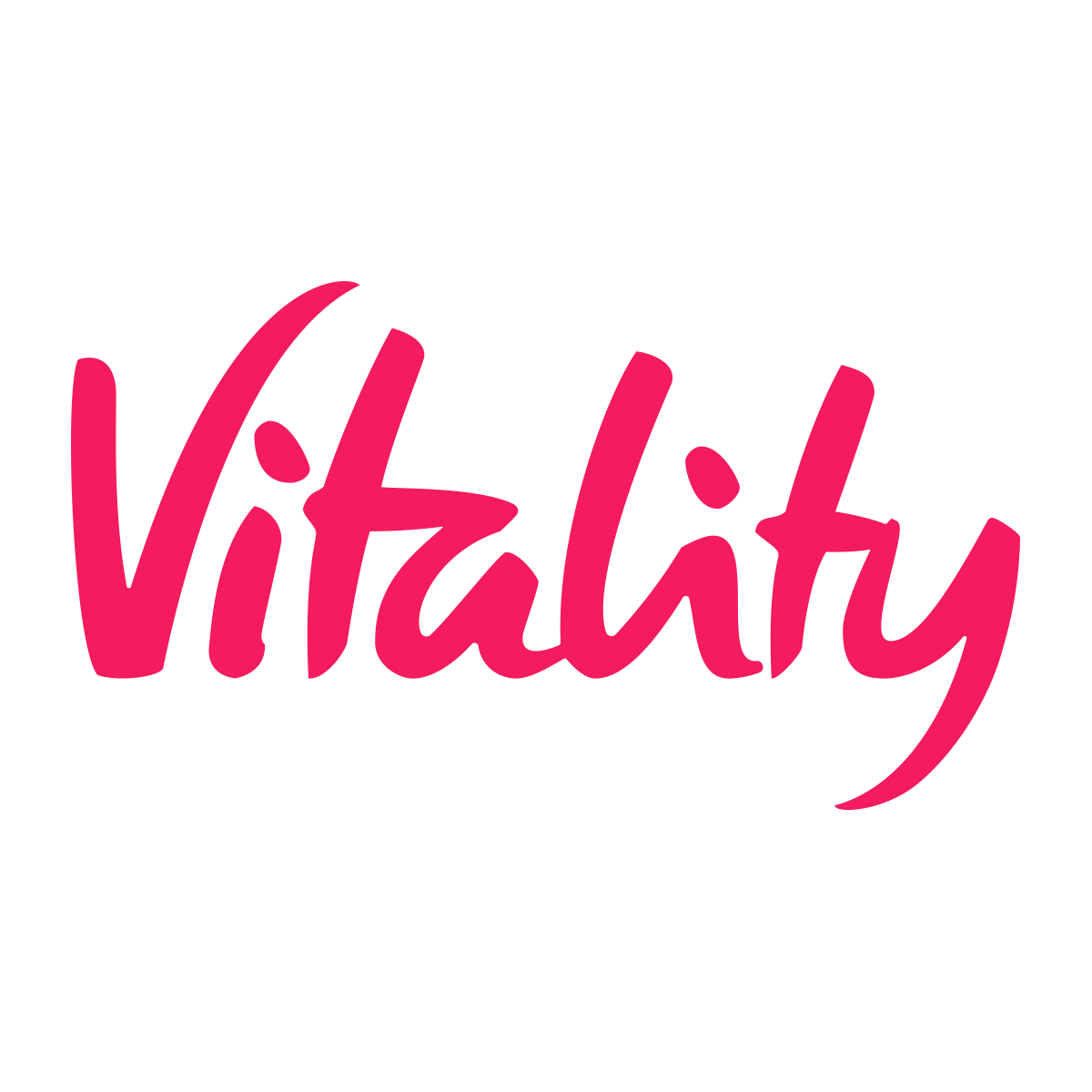 Pink cursive text reading 'Vitalize' on a white background.