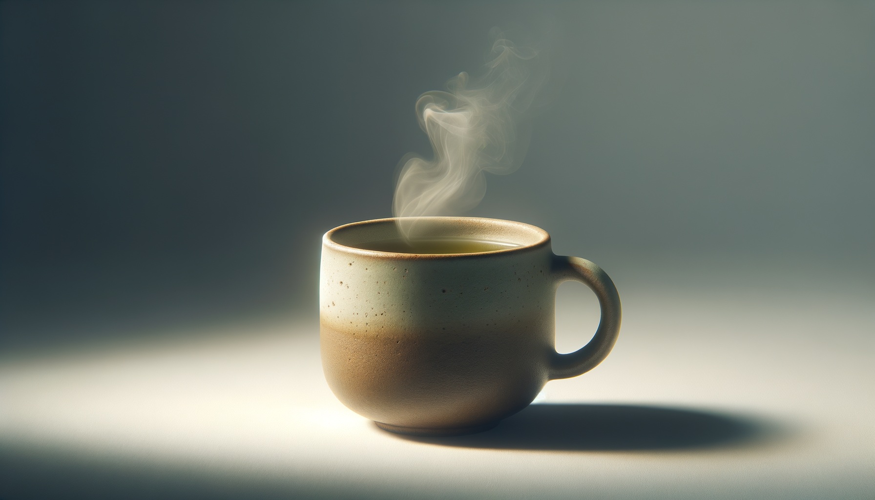 steaming cup of tea in earthenware mug