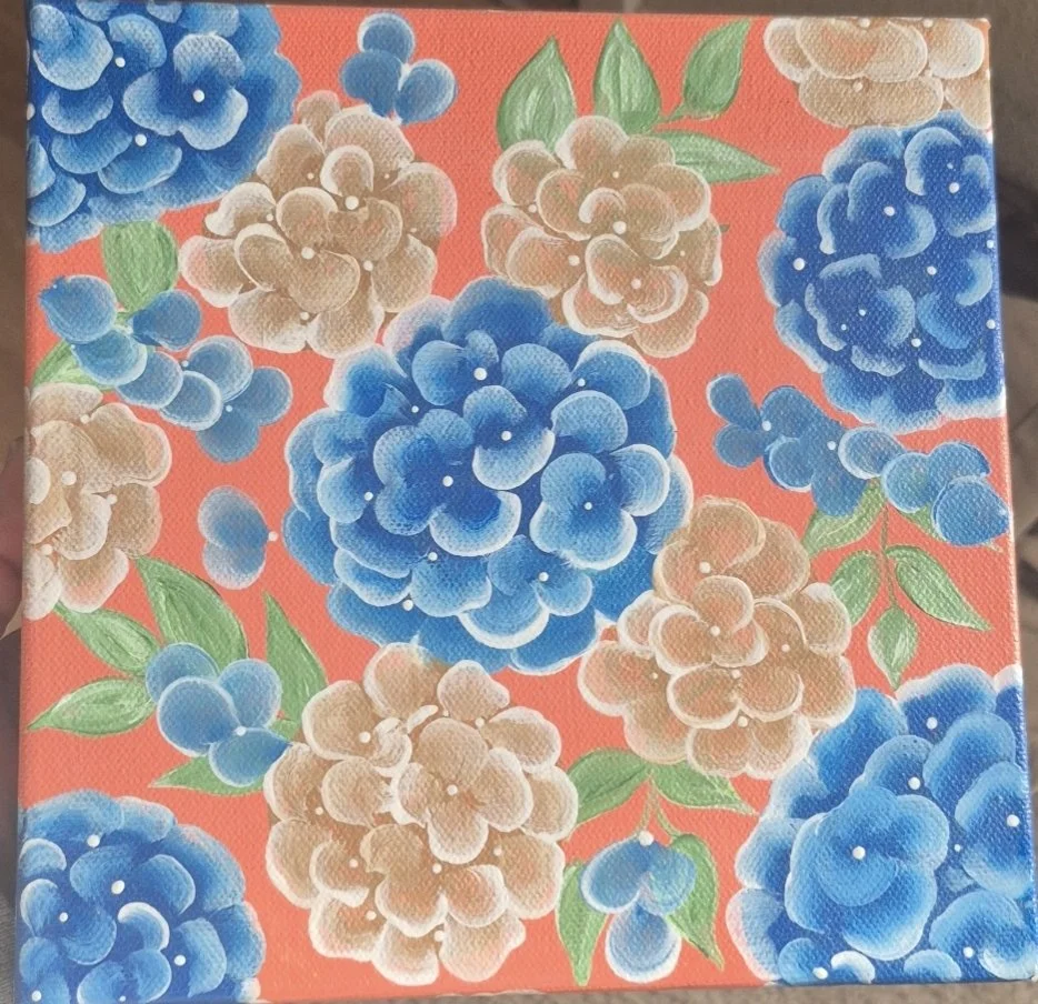 Coral and Blue Hydrangea
