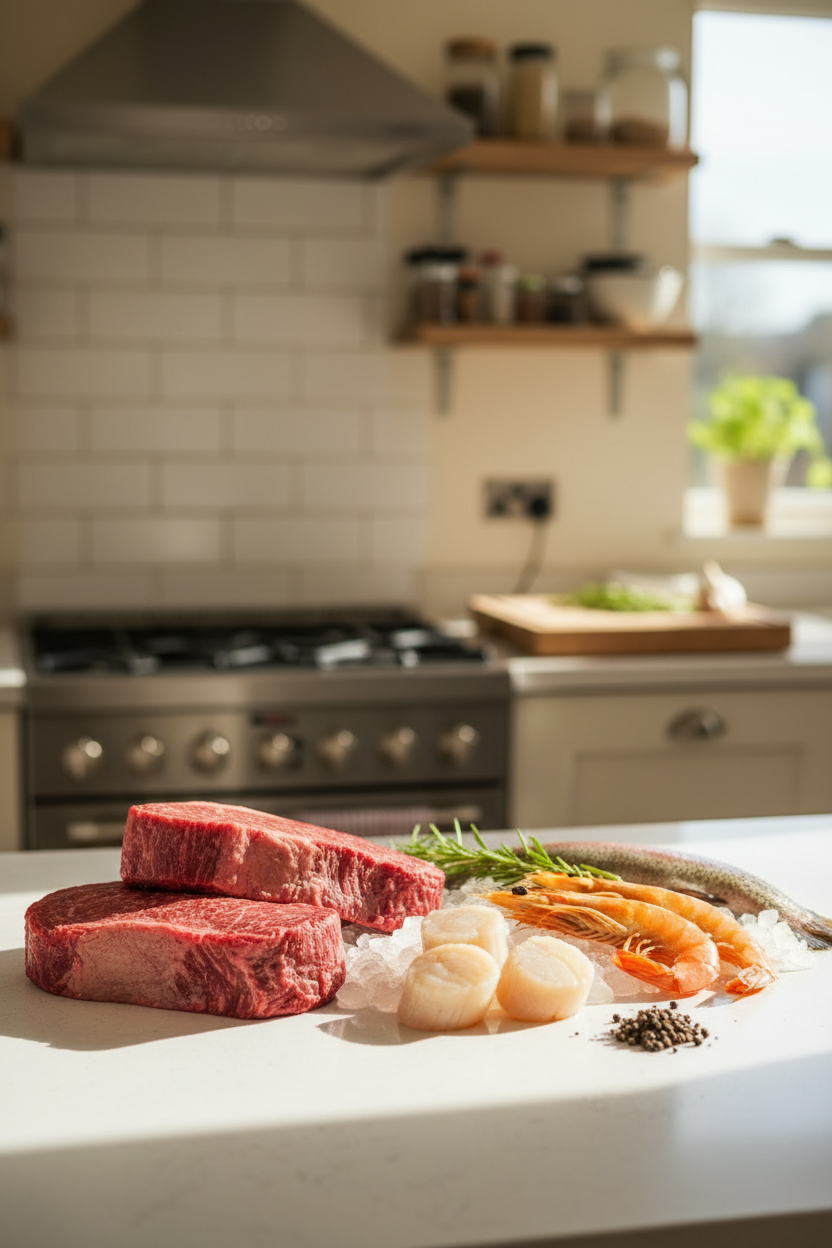 Scottish produce in kitchen