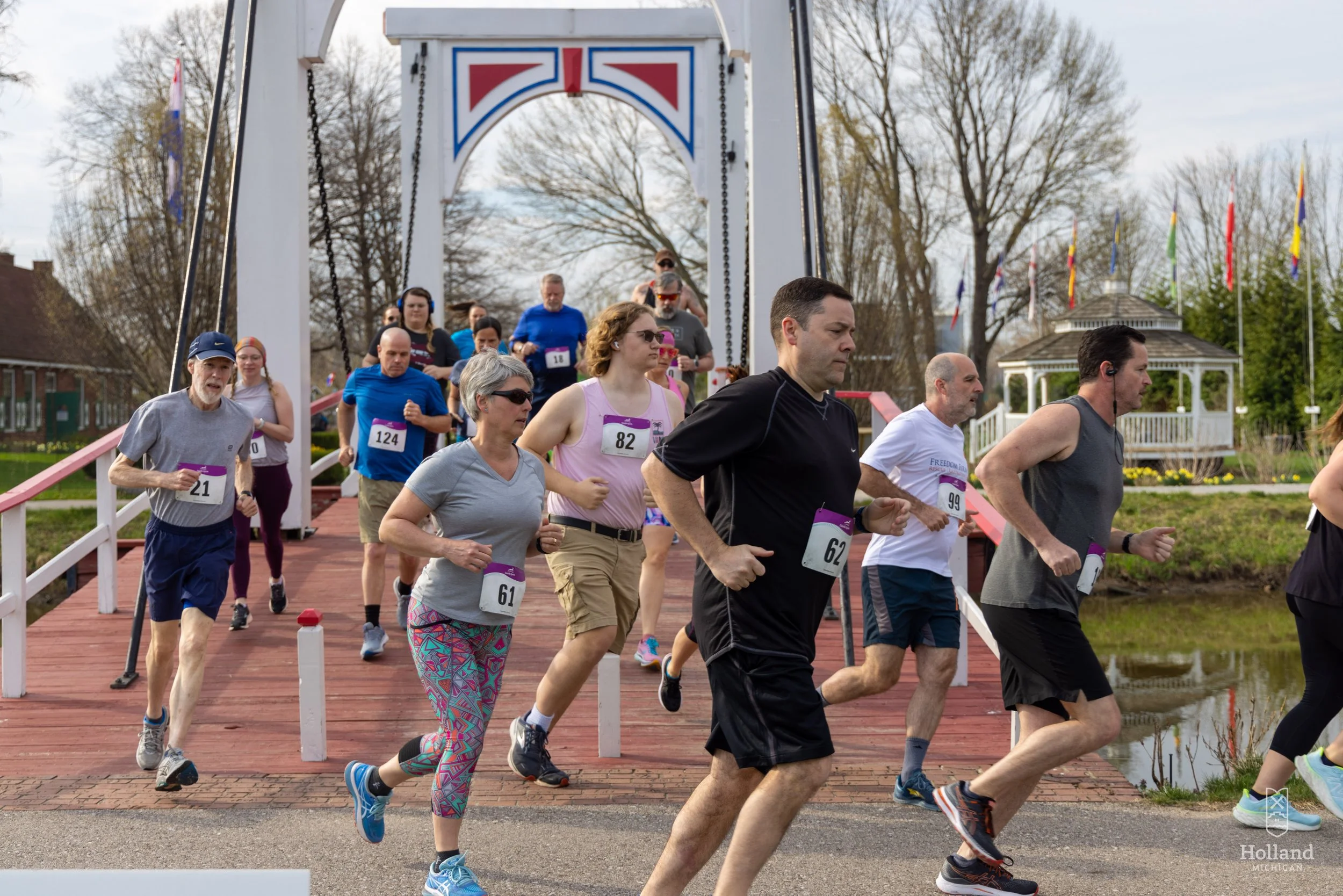 Runners on bridge