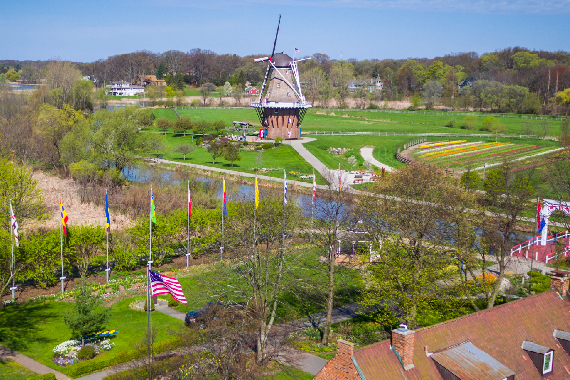 Ariel view of Windmill Island Gardens