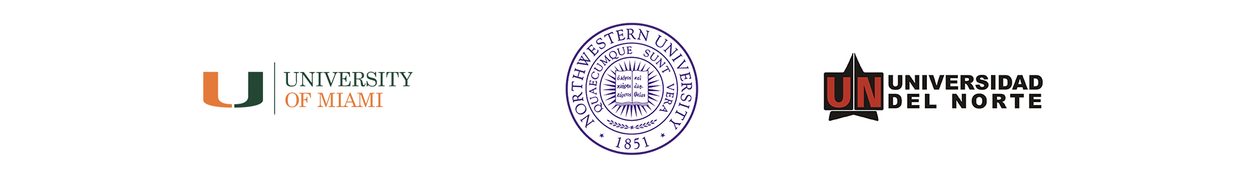 Logos of the University of Miami, North Western University, and Universidad del Norte.
