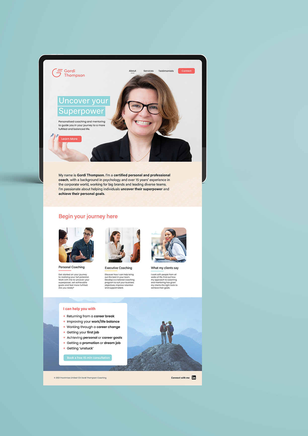 Gordi Thompson Coaching Website Design