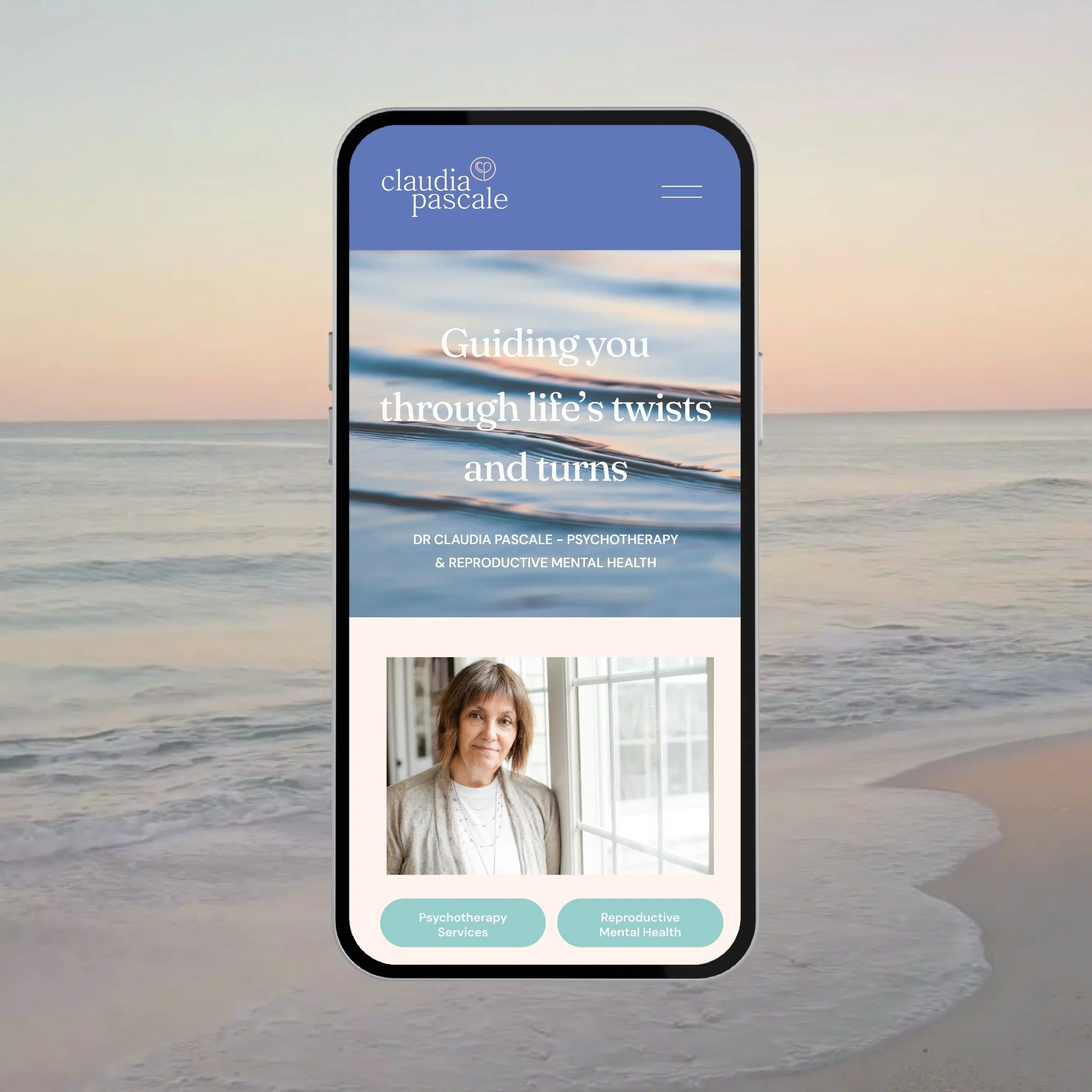 Claudia Pascale Mobile Website Mockup