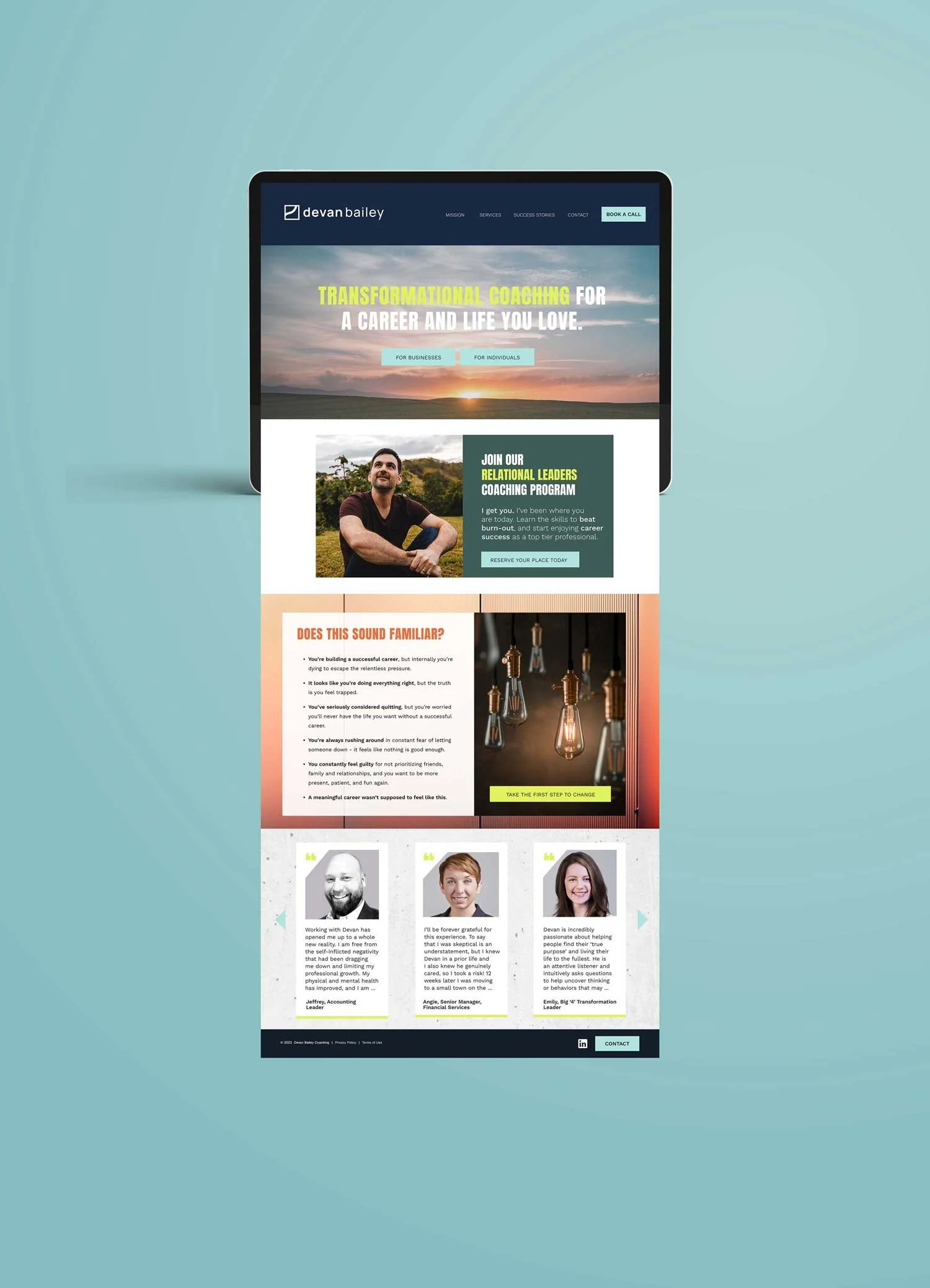 Devan Bailey Website Mockup