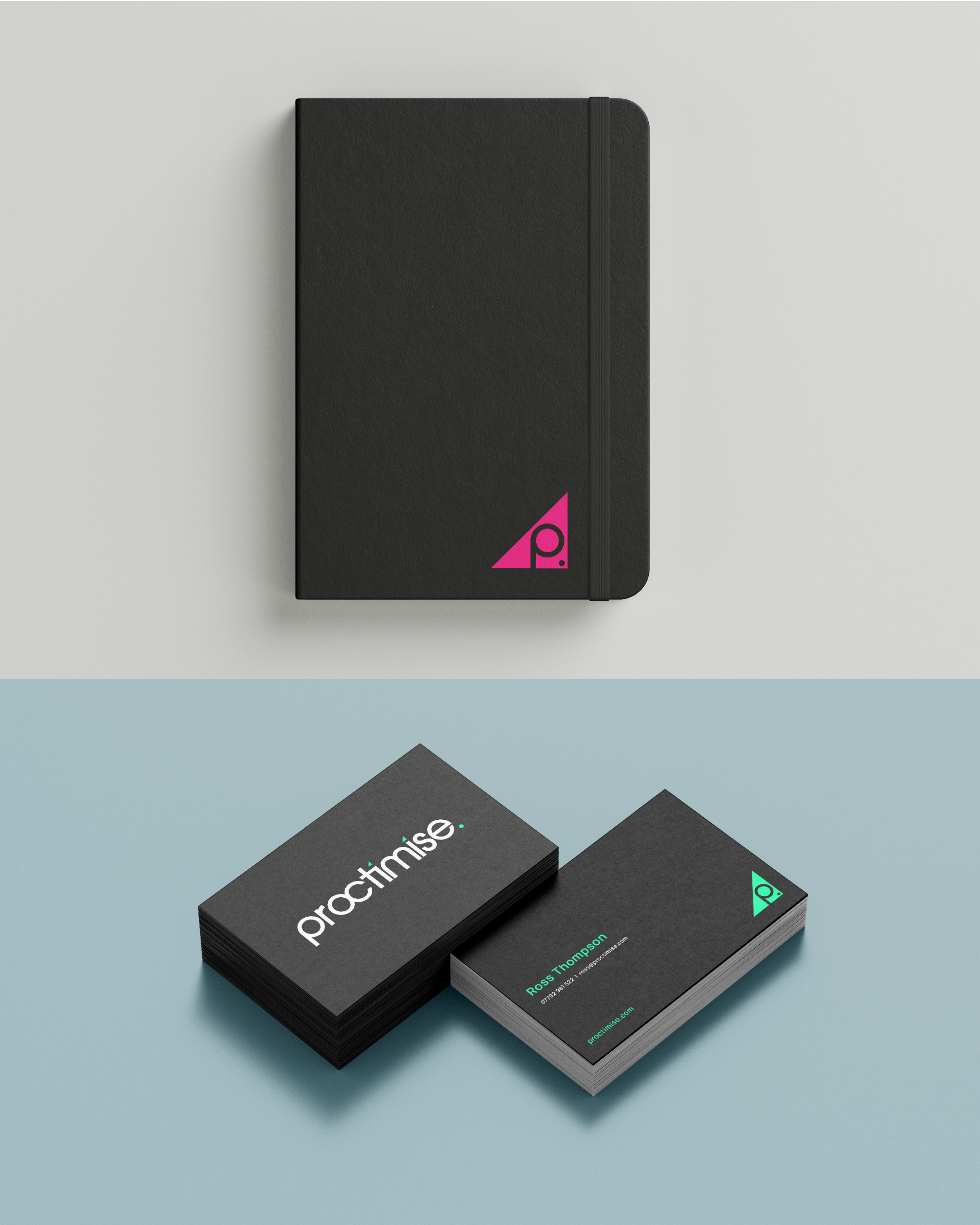 Proctimise stationery and business card design