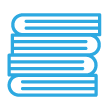 A line icon of a stack of 3 books.