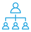 light blue networking icon.