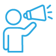 line icon of a person speaking through a megaphone