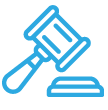 Light blue gavel and block icon.