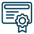 dark blue certificate icon.