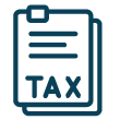 dark blue tax papers icon.