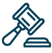 Dark blue gavel and block icon.