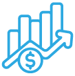 Light blue economic growth icon.