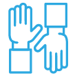 light blue hands leadership icon.