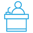 Light blue legislative updates icon.