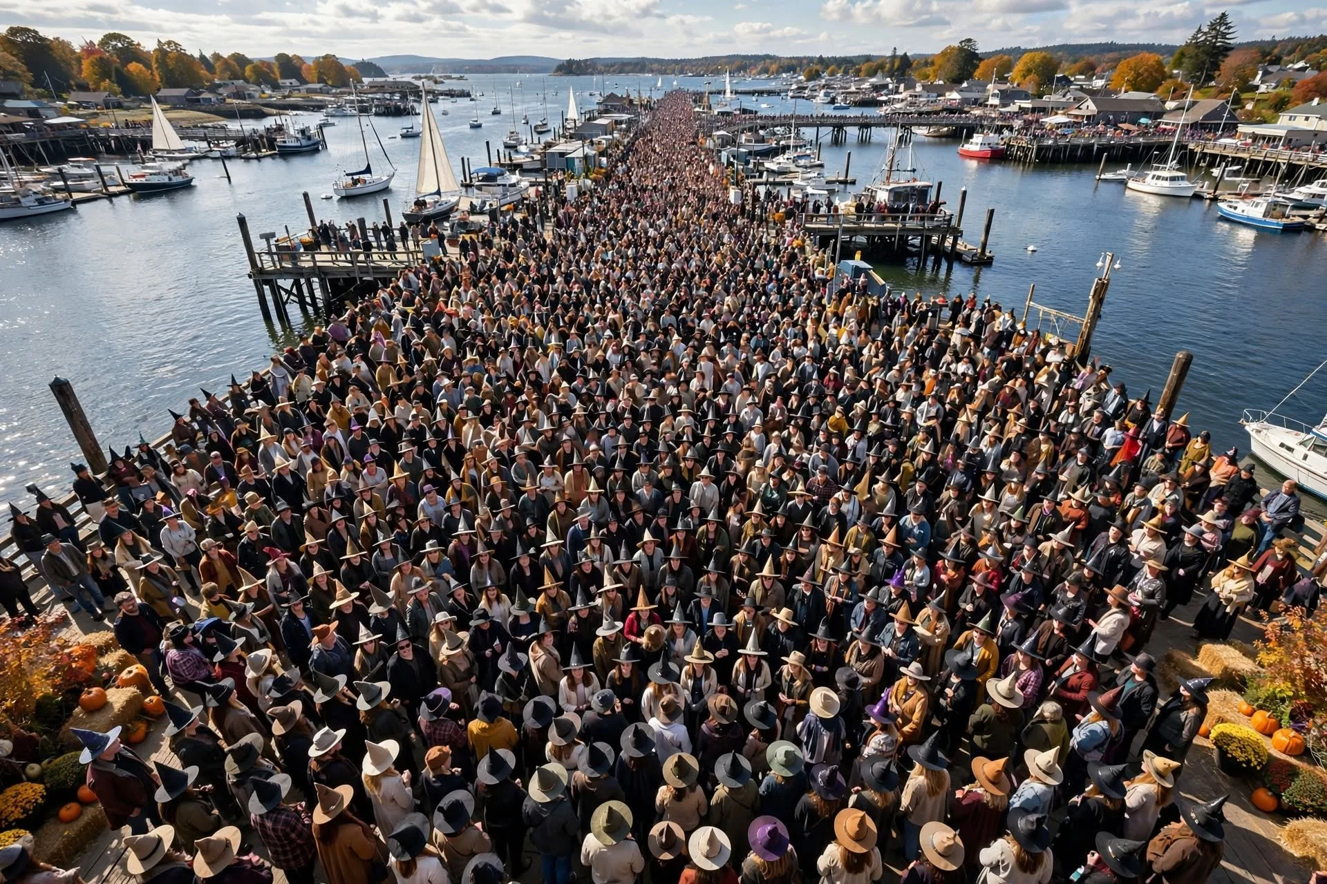 🧙&zwj;♀️ A thousand witch hats, one drone photo. 🧙&zwj;♀️

Witch Hats on the Wharf is Saturday, October 17, 11 AM&ndash;12 PM at Derby Wharf &mdash; and it's FREE! Grab a witch hat and join hundreds of witches for a giant community photo celebratin