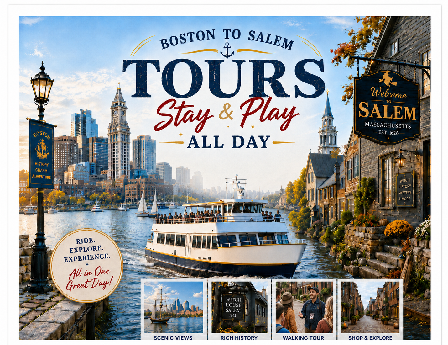 Boston To Salem by Ferry: Historic Walking Tour *PRIVATE GROUP*