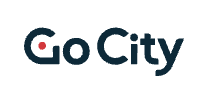 GoCity logo with a red dot inside the stylized G