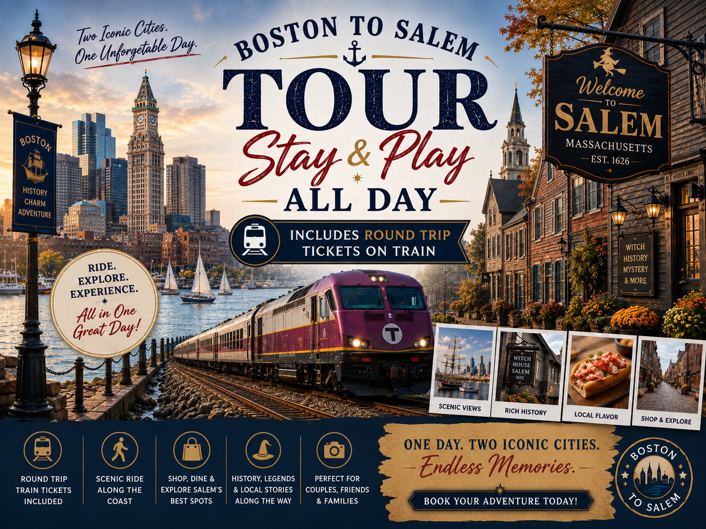 Stay & Play In Salem All Day! Free Roundtrip Tickets via Train