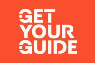 Bold white text on an orange background reading 'GET YOUR GUIDE'.