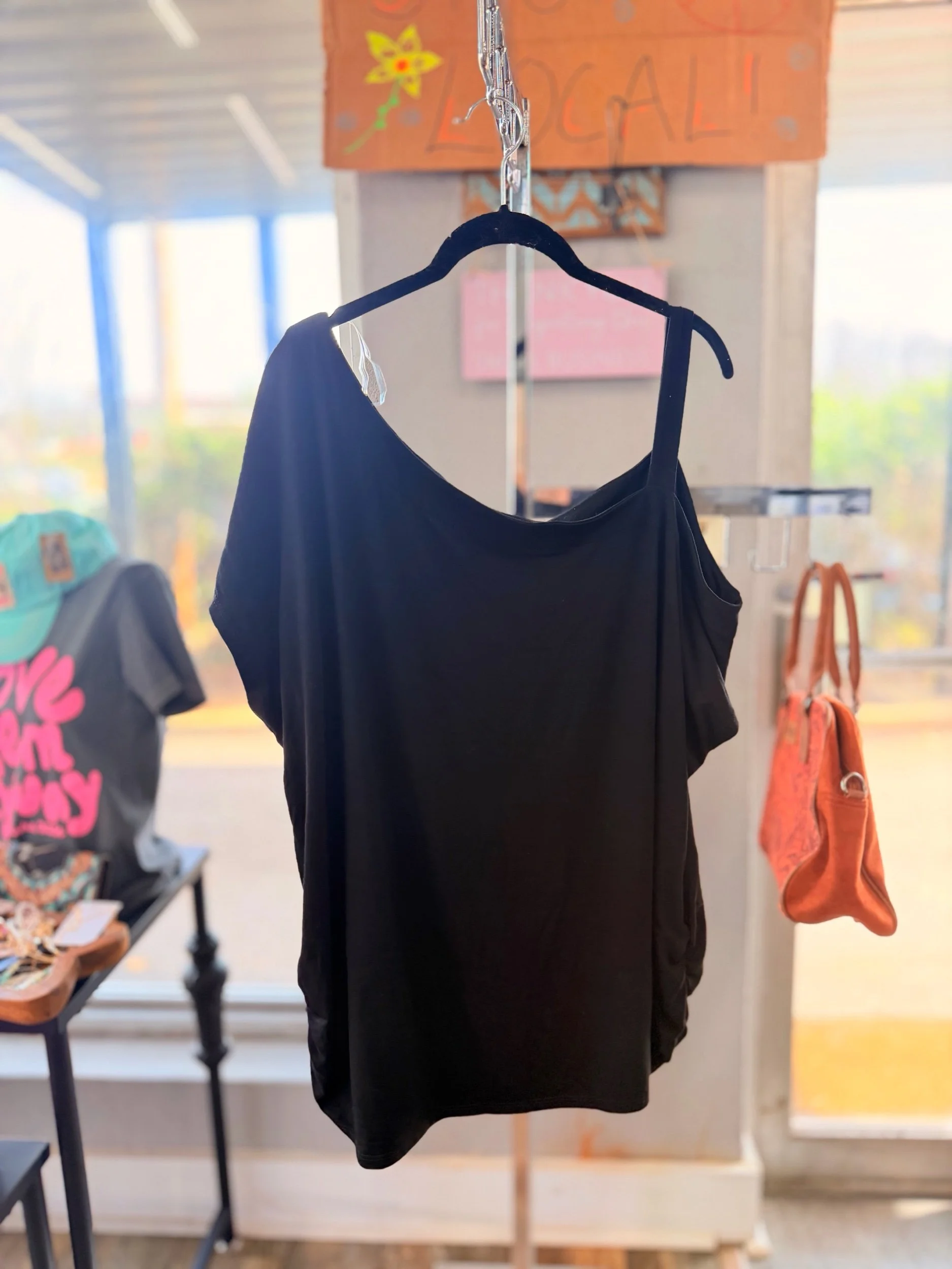 Black Cold Shoulder Top | Plus