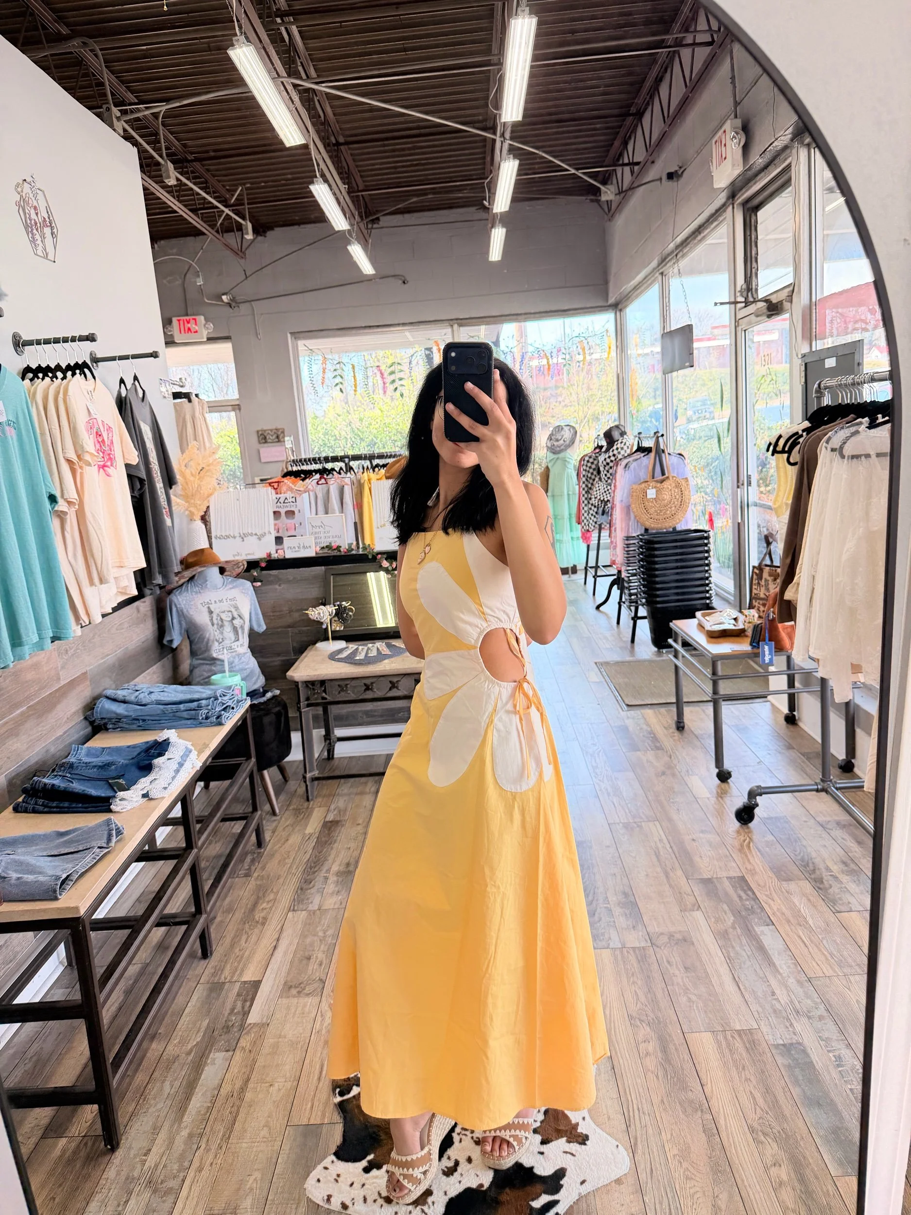 Sunflower Spring Maxi Dress Side Cut | Yellow