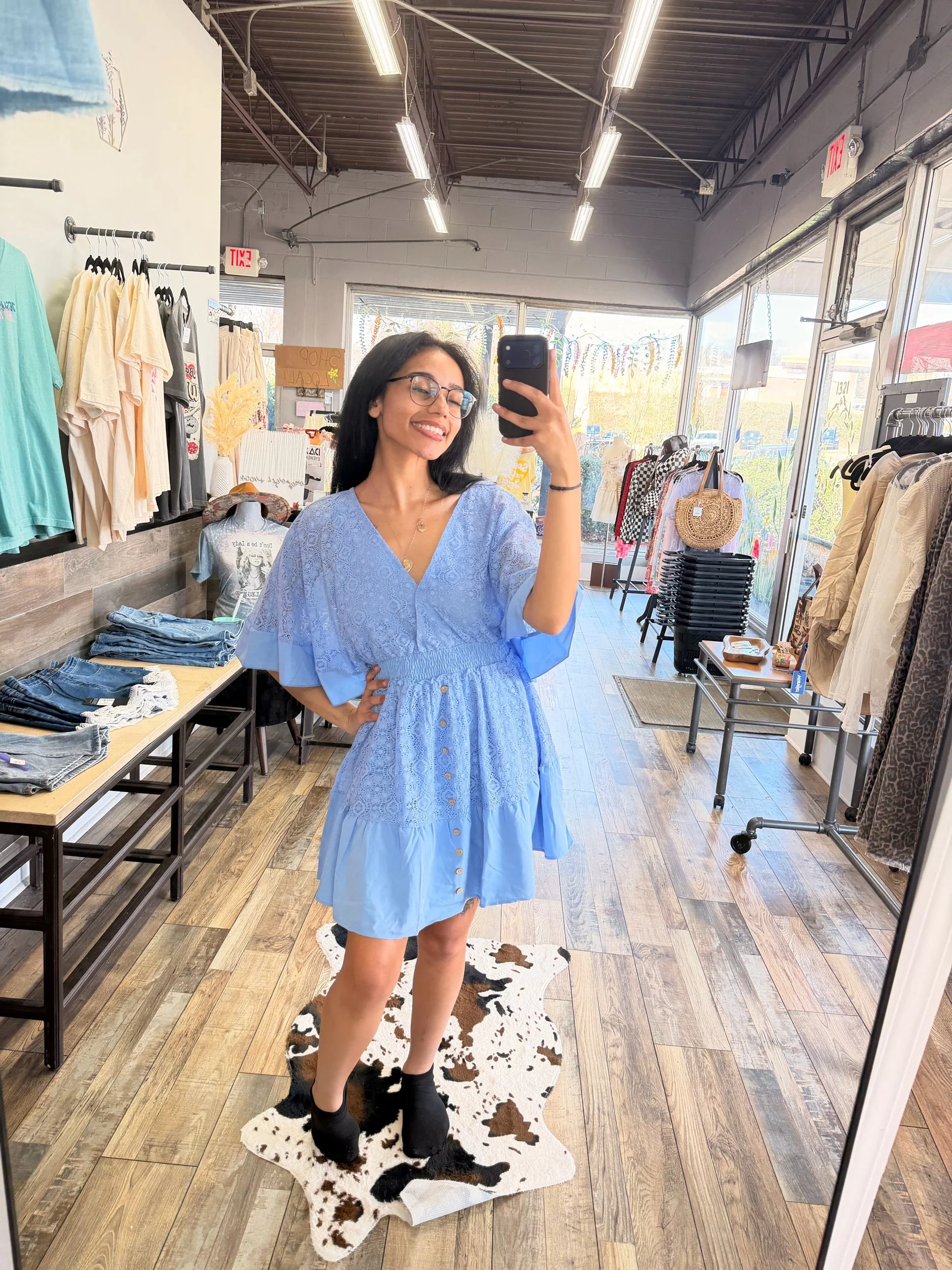 Lace Mini Dress | Deep Blue