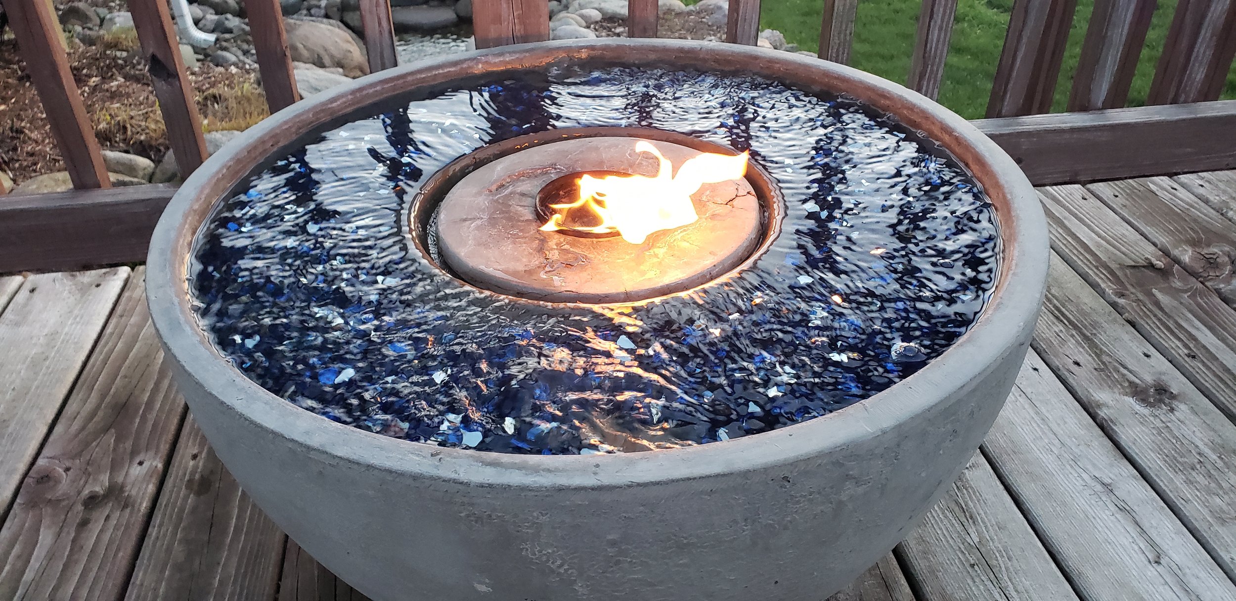 Water feature bowl with fire.