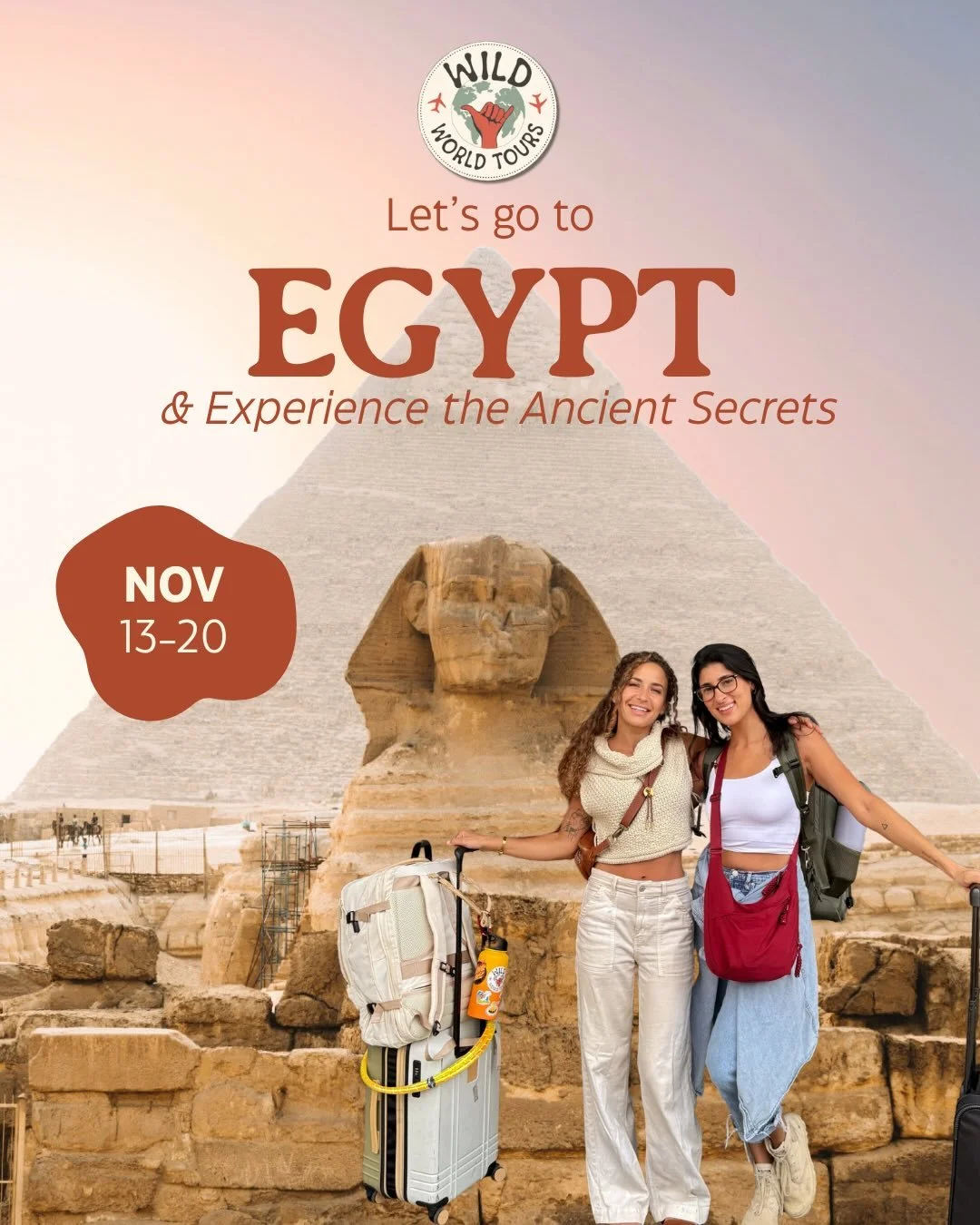 🇪🇬 Egypt is HEREEEE! ✨🐪

We&rsquo;ve intentionally crafted this experience for those who feel called to explore beyond the ordinary, the ancient history lovers, the spiritual seekers, the endlessly curious, and the wild-at-heart adventurers.

Our 