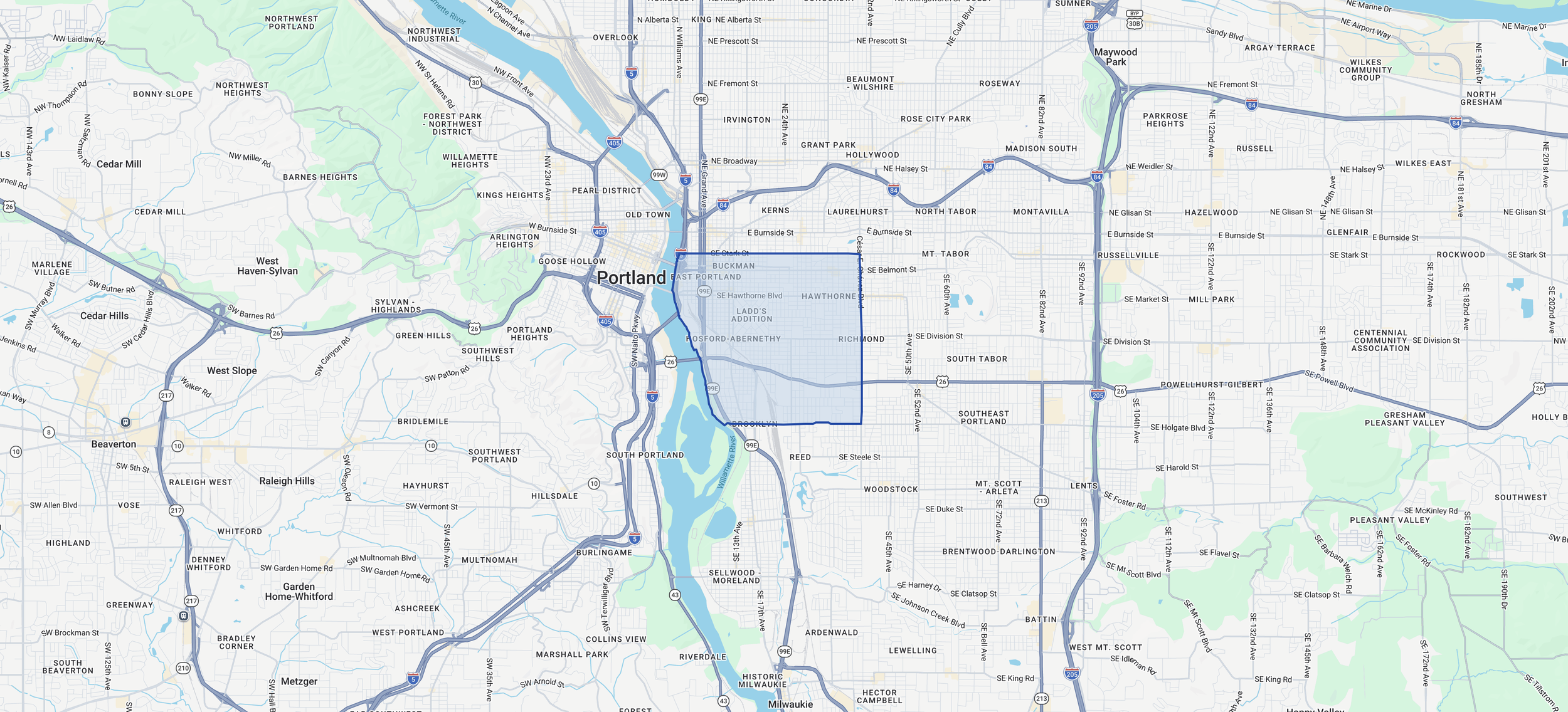 Map of Central Eastside & Inner Southeast Portland flex and close-in industrial submarket