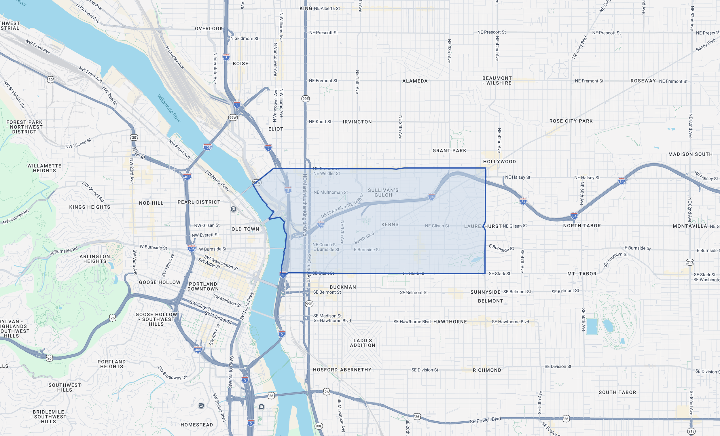 Map of Portland Lloyd District office submarket
