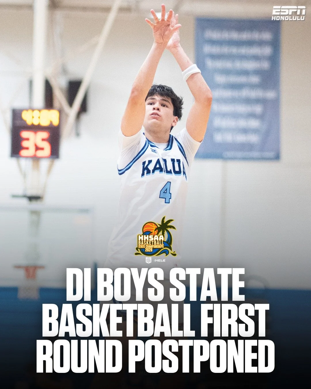 The Hawaii High School Athletic Association has postponed all Division I boys basketball state tournament first-round games statewide originally scheduled for Monday, Feb. 9.

Due to severe weather and the statewide closure announced by Josh Green, ?