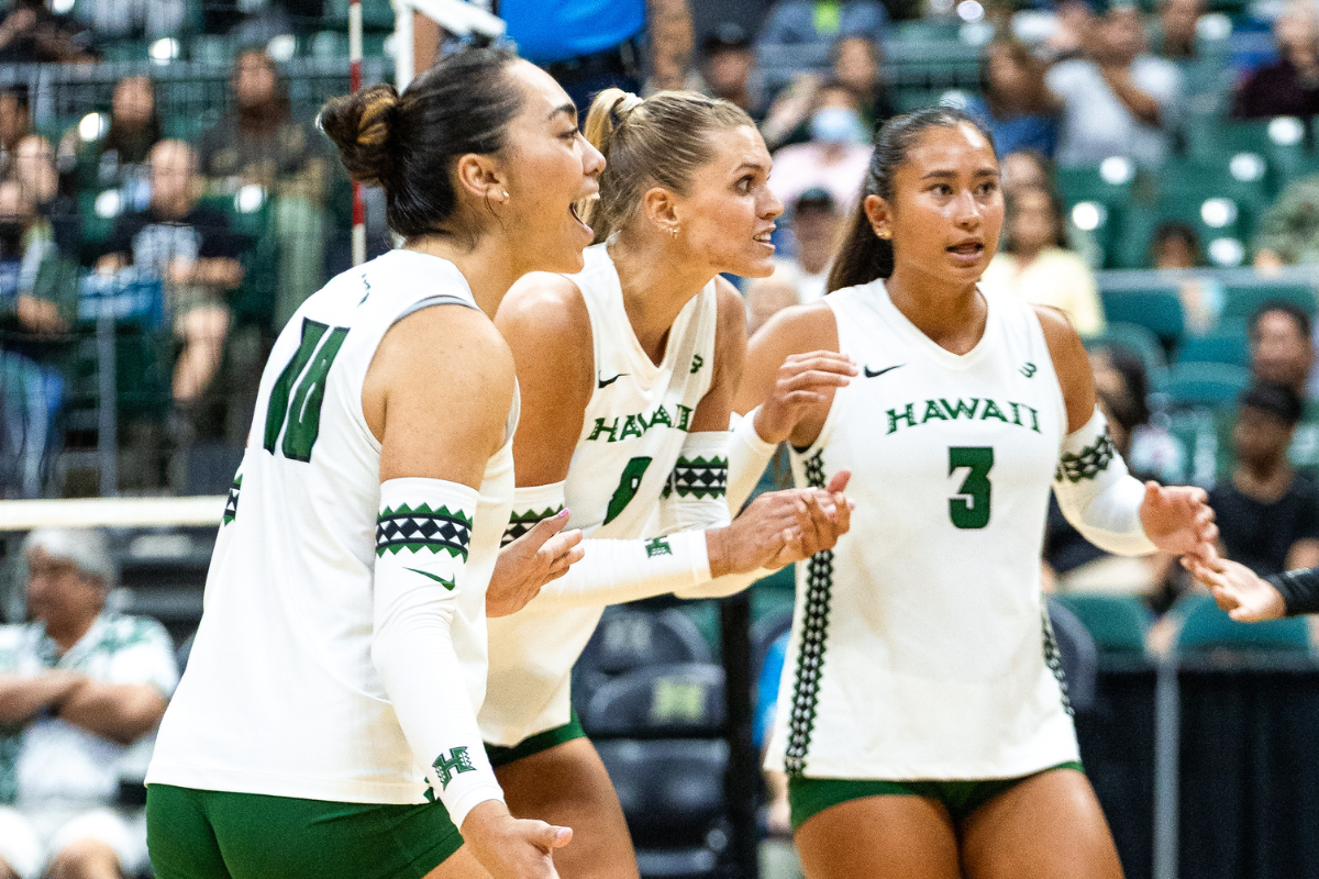 Rainbow Wahine Ride Reid’s Hot Hand to Three-Set Victory