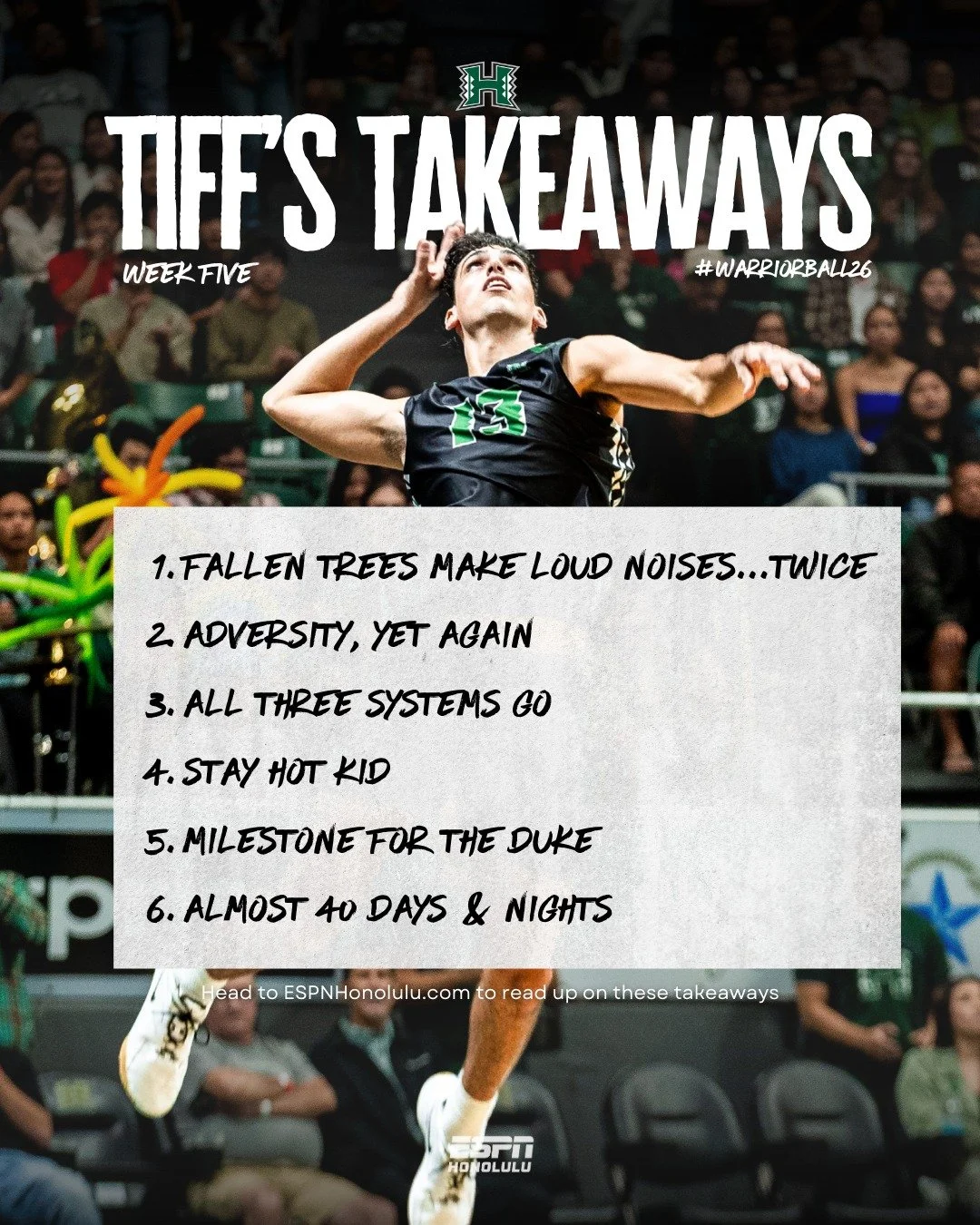 Week 5 of Tiff&rsquo;s #WarriorVolleyball26 Takeaways

Head to ESPNHonolulu.com or click the 🔗 in bio to read up on these takeaways!

#GoBows
