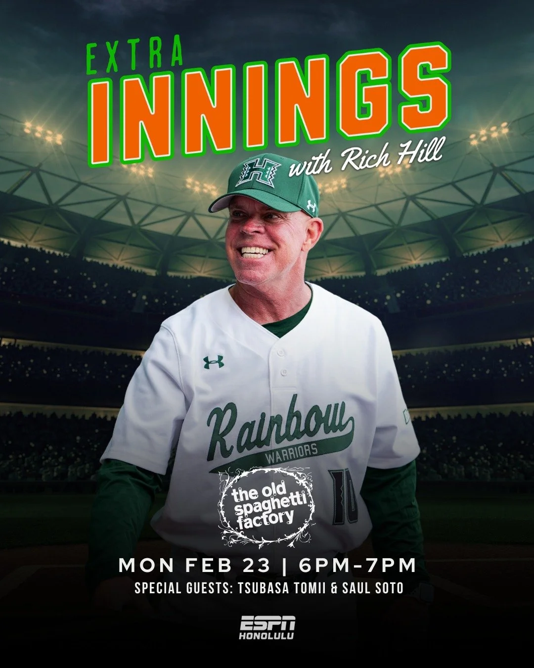 ⚾️ Extra Innings is back! ⚾️

The first Extra Innings Show with Rich Hill of the 2026 baseball season goes live today from 6&ndash;7 PM at the Old Spaghetti Factory.

🍝 Join us early from 3&ndash;6 PM for the Pacheco &amp; Hart Show, then stick arou