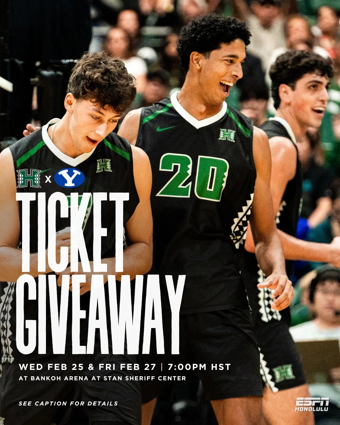 Contest closed.

Congrats to these winners!
@kealaskeele
@_eye7_
@kaimiloa22
@czr_cesar_caesar_cesare
@jessicasundayy
@laa.kama
@harperkenny11
@kepadasteppa
@noahfrommanoa
@ryahkaneshiro
.
.
.
TICKET GIVEAWAY 🏐🌈

The Rainbow Warriors return home fo