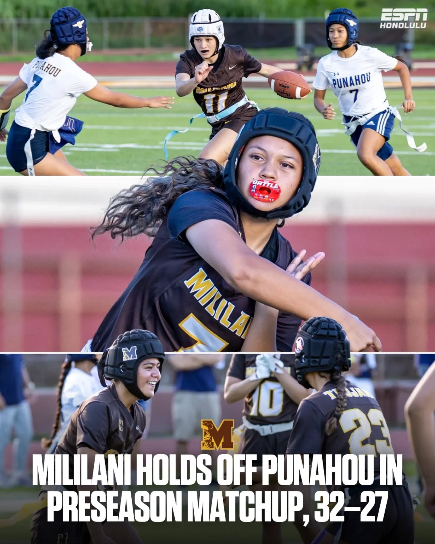 Mililani and Punahou squared off in a preseason scrimmage, with the Trojans holding on for a 32&ndash;27 win as both teams got valuable reps ahead of the regular season.

Head to ESPNHonolulu.com for more photos.

📸 @lorimckeownphotography