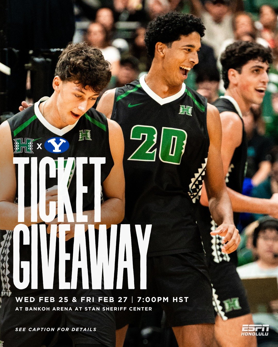 Contest closed.

Congrats to these winners!
@kealaskeele
@_eye7_
@kaimiloa22
@czr_cesar_caesar_cesare
@jessicasundayy
@laa.kama
@harperkenny11
@kepadasteppa
@noahfrommanoa
@ryahkaneshiro
.
.
.
TICKET GIVEAWAY 🏐🌈

The Rainbow Warriors return home fo