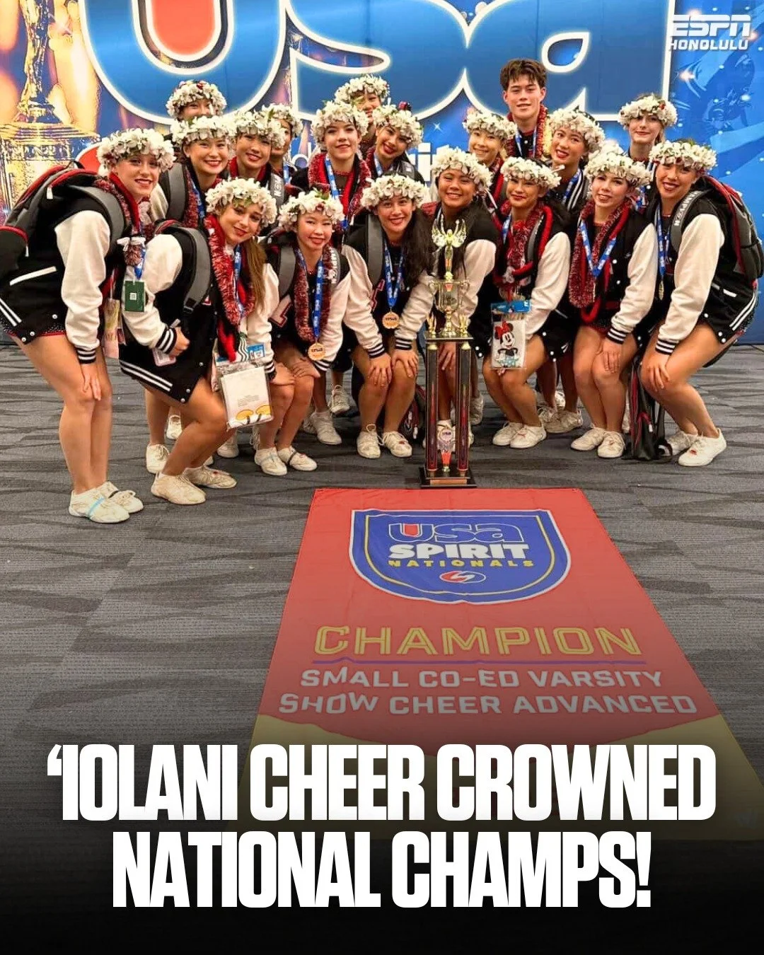 #ICYMI: ʻIolani Cheer took home the national championship in the Small Co-Ed Varsity Show Cheer Advanced division at the USA Spirit Nationals 2026, finishing first against top programs from across the country. 🏆

Congrats, @iolanicheer!