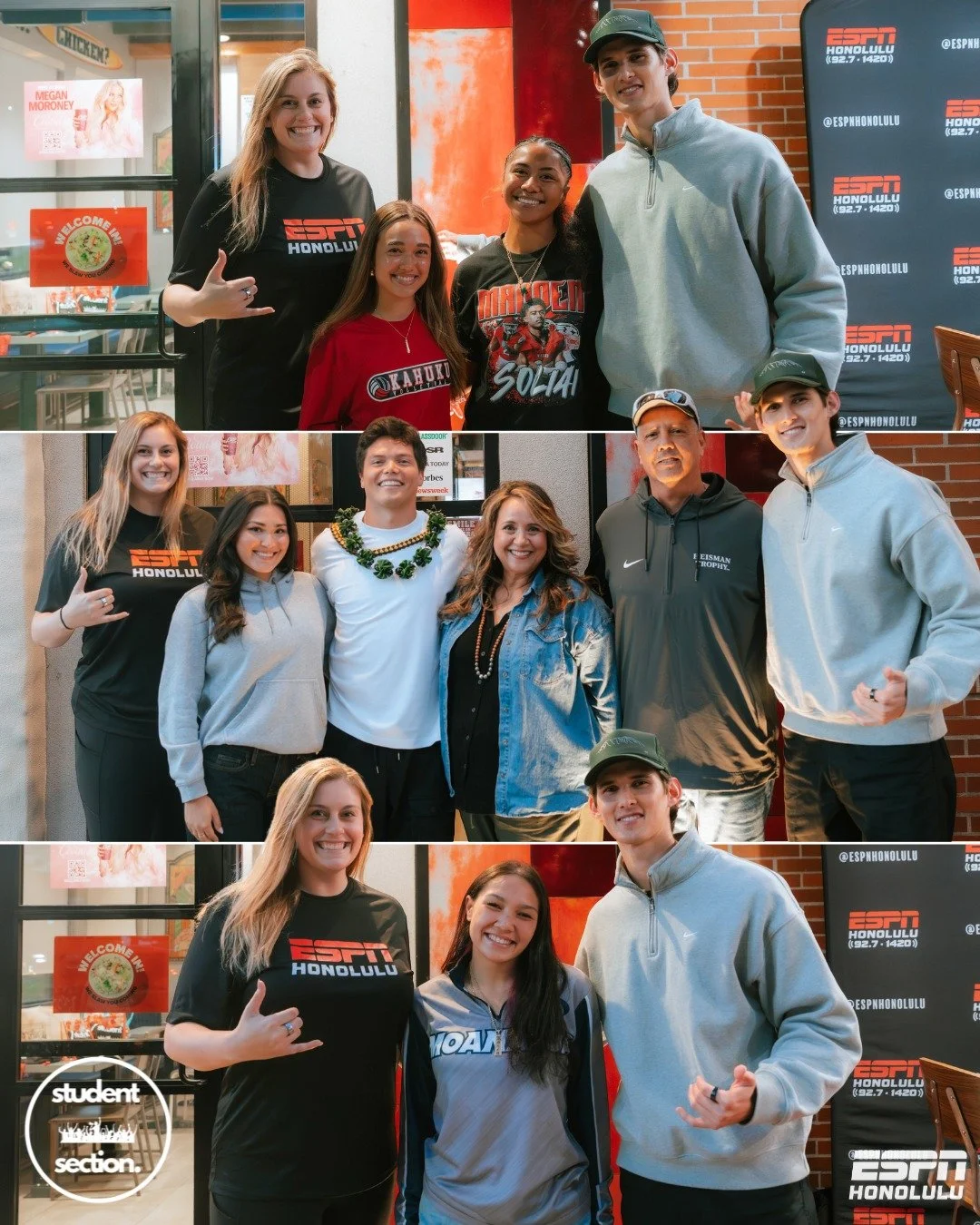 Mahalo to our special guests &mdash; Moanalua girls flag football and wrestling standout Zaira Sugui, Kahuku flag football players Anatasi Crismon and Kawana Manutai, and Dillon Gabriel &mdash; for joining our February Student Section last night.

📸