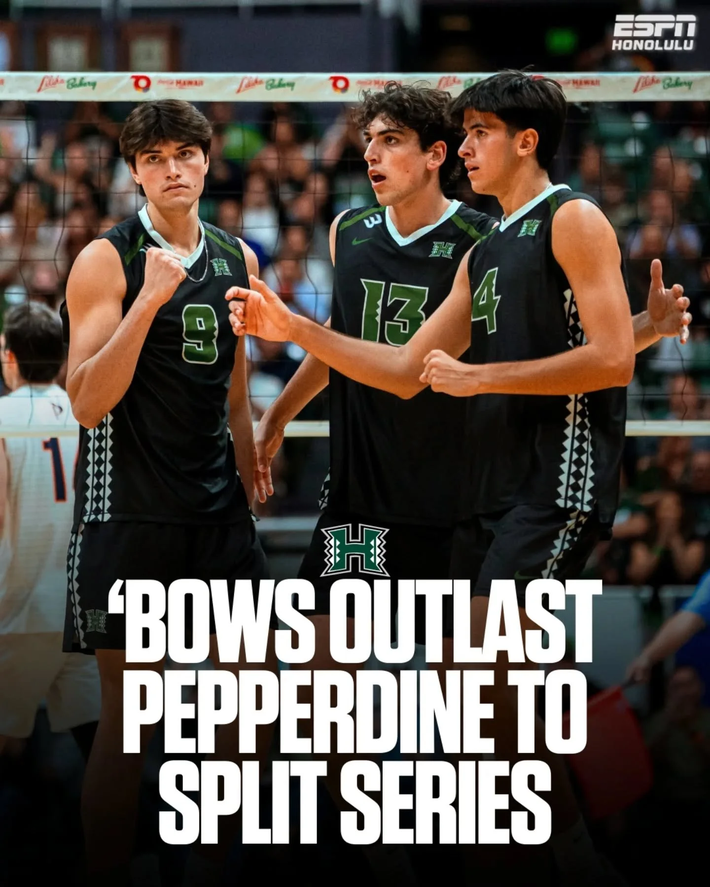 🌈🏐 Fourth-set thriller in the Sheriff.

No. 3 Hawai&lsquo;i outlasts No. 7 Pepperdine 25-22, 21-25, 25-15, 36-34 to split the two-match series.

Tread Rosenthal led the offense with 56 assists and added six kills, four aces, nine digs and three blo