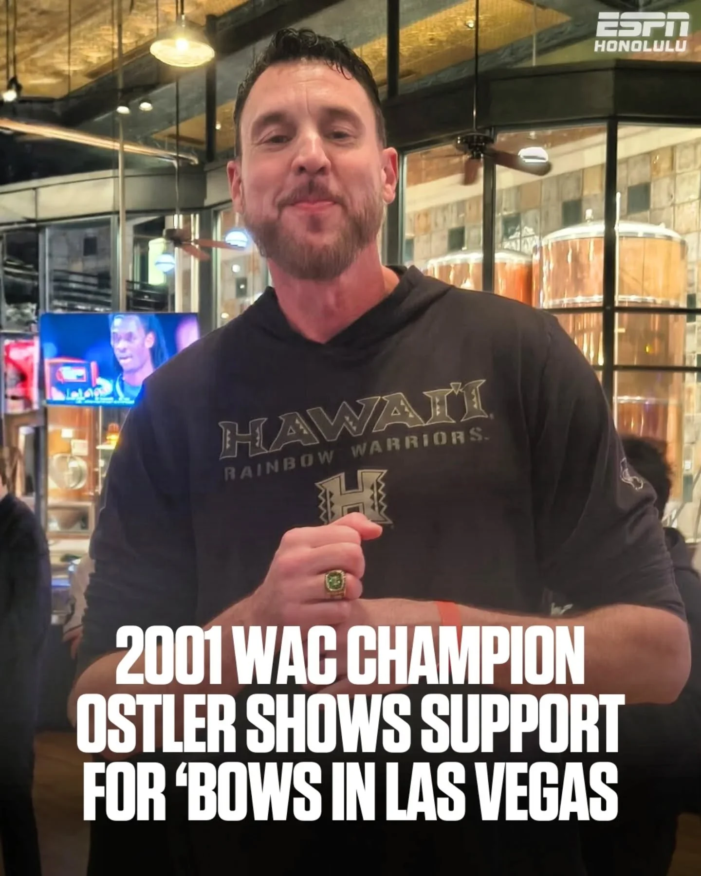Troy Ostler, a standout post player on Hawai&lsquo;i&rsquo;s 2001 WAC Championship and NCAA Tournament team, hosted the Rainbow Warriors&rsquo; practice Wednesday afternoon at Arbor View High School in Las Vegas, where he is the head basketball coach