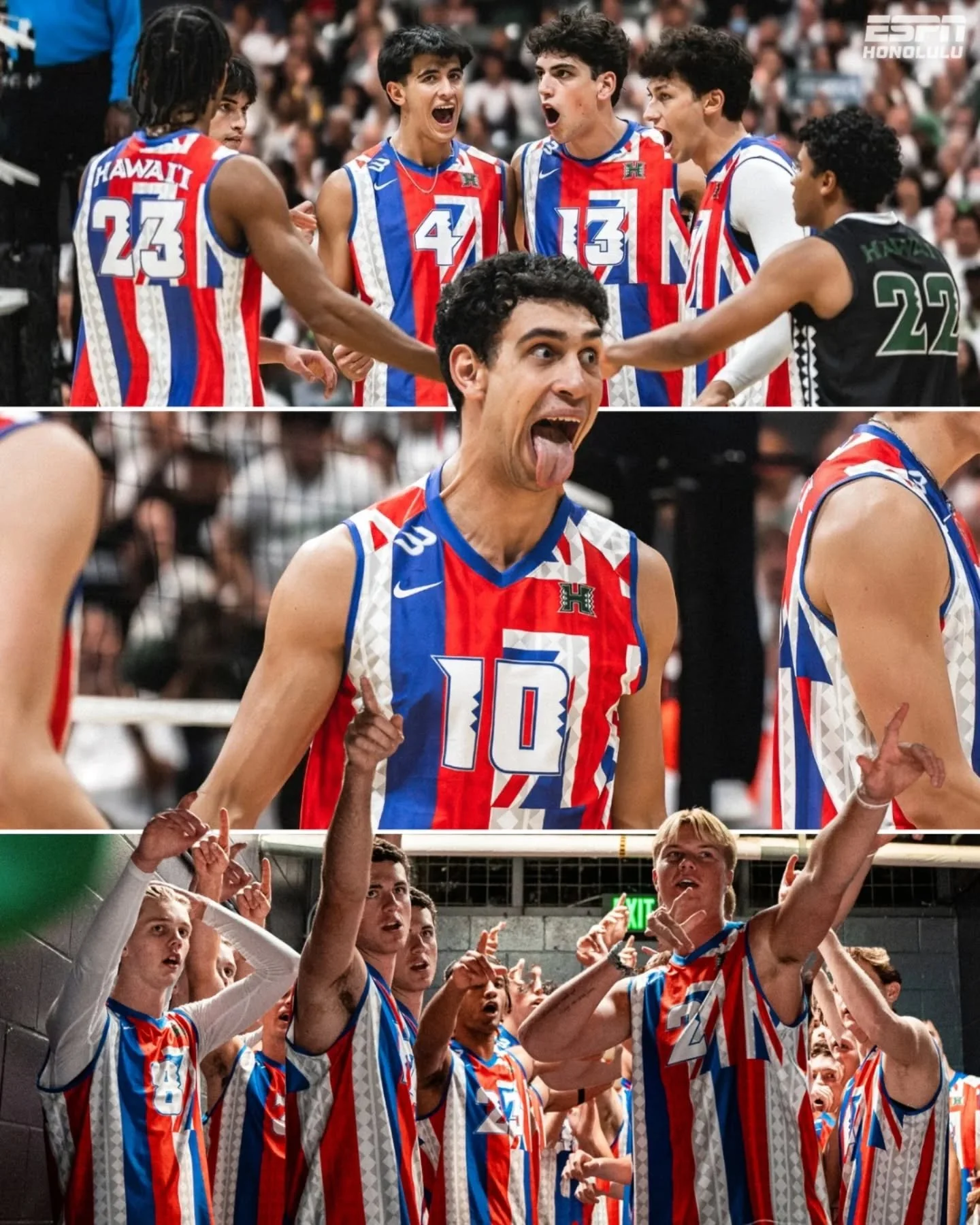 How about them unis? 🌈🏐

Hawai&lsquo;i battled No. 1 UCLA but fell in straight sets, 25-18, 25-20, 30-28.

The Rainbow Warriors are back in action today vs. Lewis at 5pm HST to close the Outrigger Invitational.

📻 Listen live on ESPN Honolulu 92.7