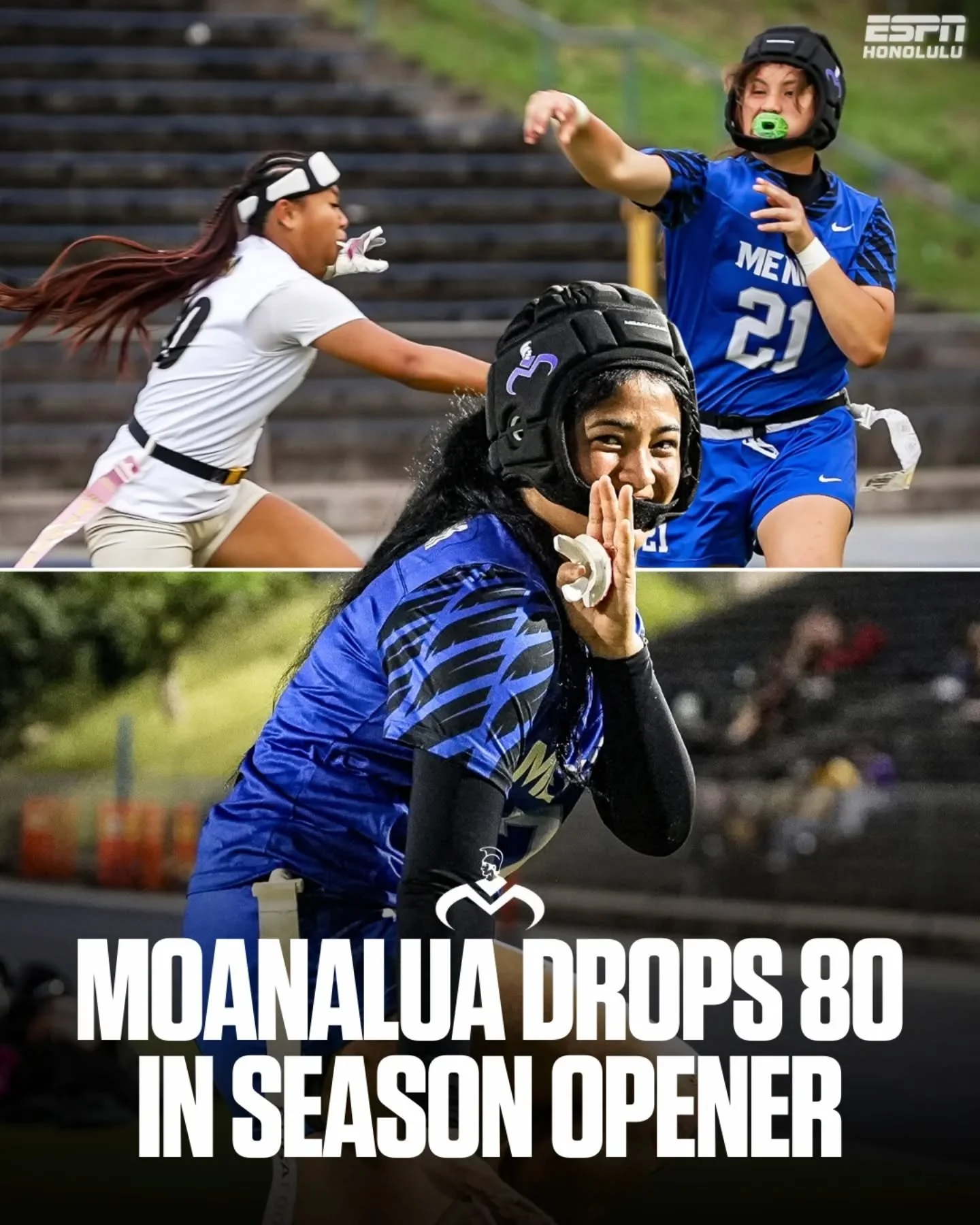 Statement to start the season. 🏈

Moanalua drops 80 points in its OIA East D1 girls flag football opener vs. Mckinley. 

📸 @pineapple.production_