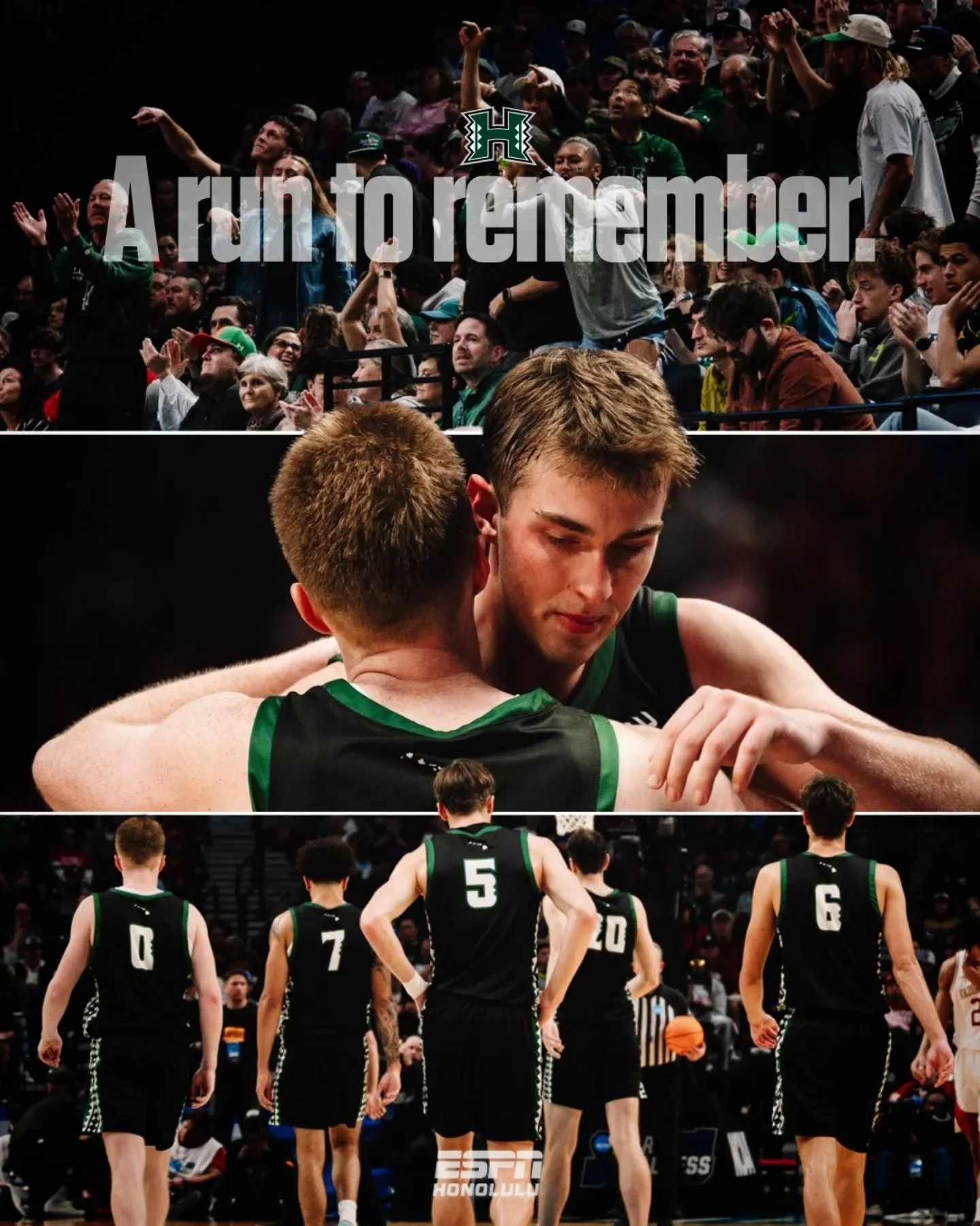 What a run. 🌈🏀

Hawai&lsquo;i falls to Arkansas, 97-78 in the NCAA Tournament, but this team was so much more than the final score.

Big West champions. Back on the big stage. A season that brought pride back to Hawai&lsquo;i basketball.

Mahalo fo