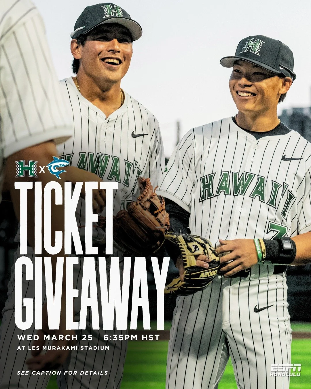 TICKET GIVEAWAY ⚾️🌈

The 'Bows are back home after a 2-1 series win over UC Santa Barbara &mdash; and ready for more at the Les.

We&rsquo;re giving away 4 pairs of tickets as UH takes on the HPU Sharks on Wednesday, 3/25 🎟️

𝙏𝙤 𝙚𝙣𝙩𝙚𝙧:
✅ 𝙇?
