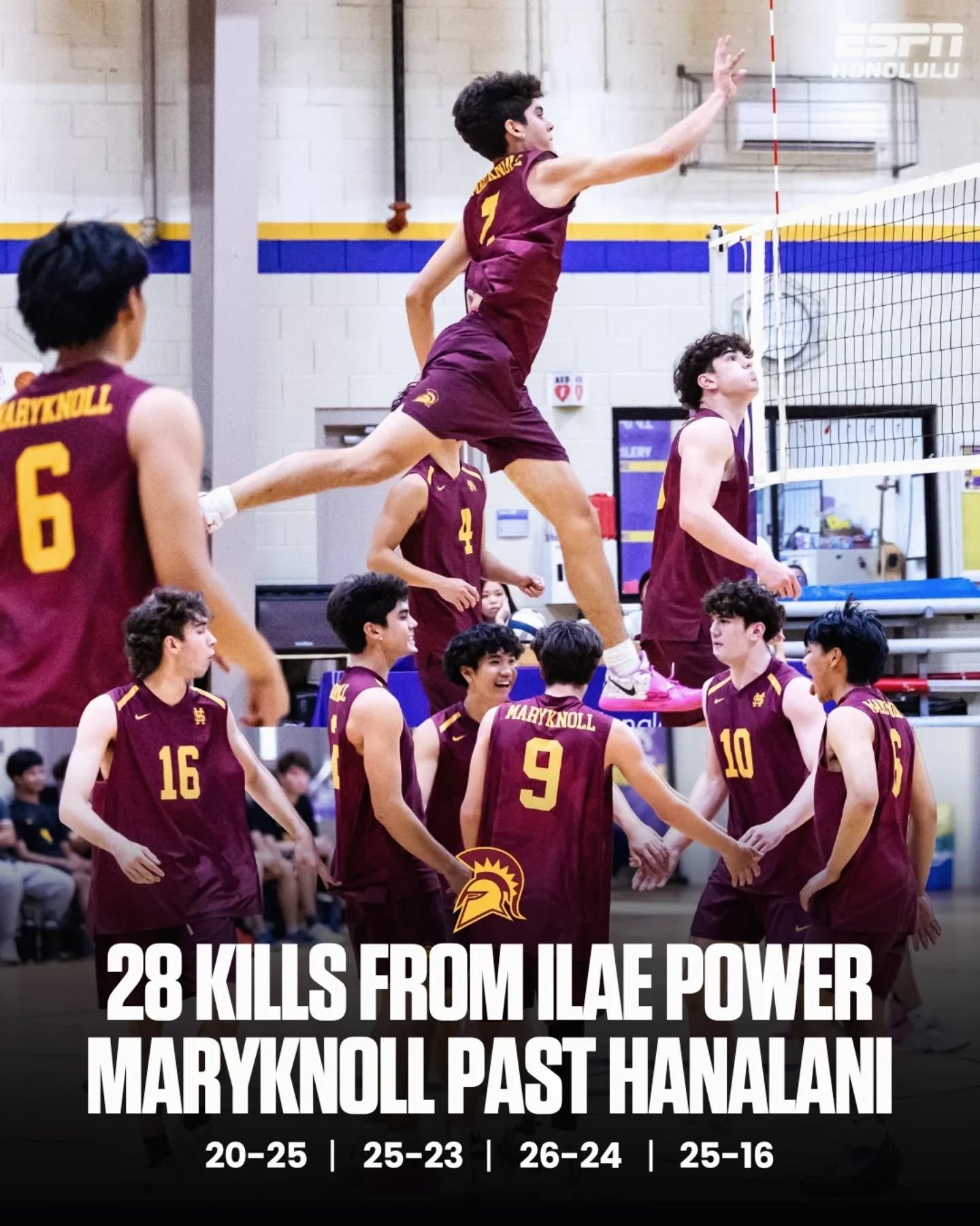 After dropping set 1, the Spartans responded with three straight behind Kiai Ilae's 28 kills to take down Hanalani. 🏐

📸 @lorimckeownphotography